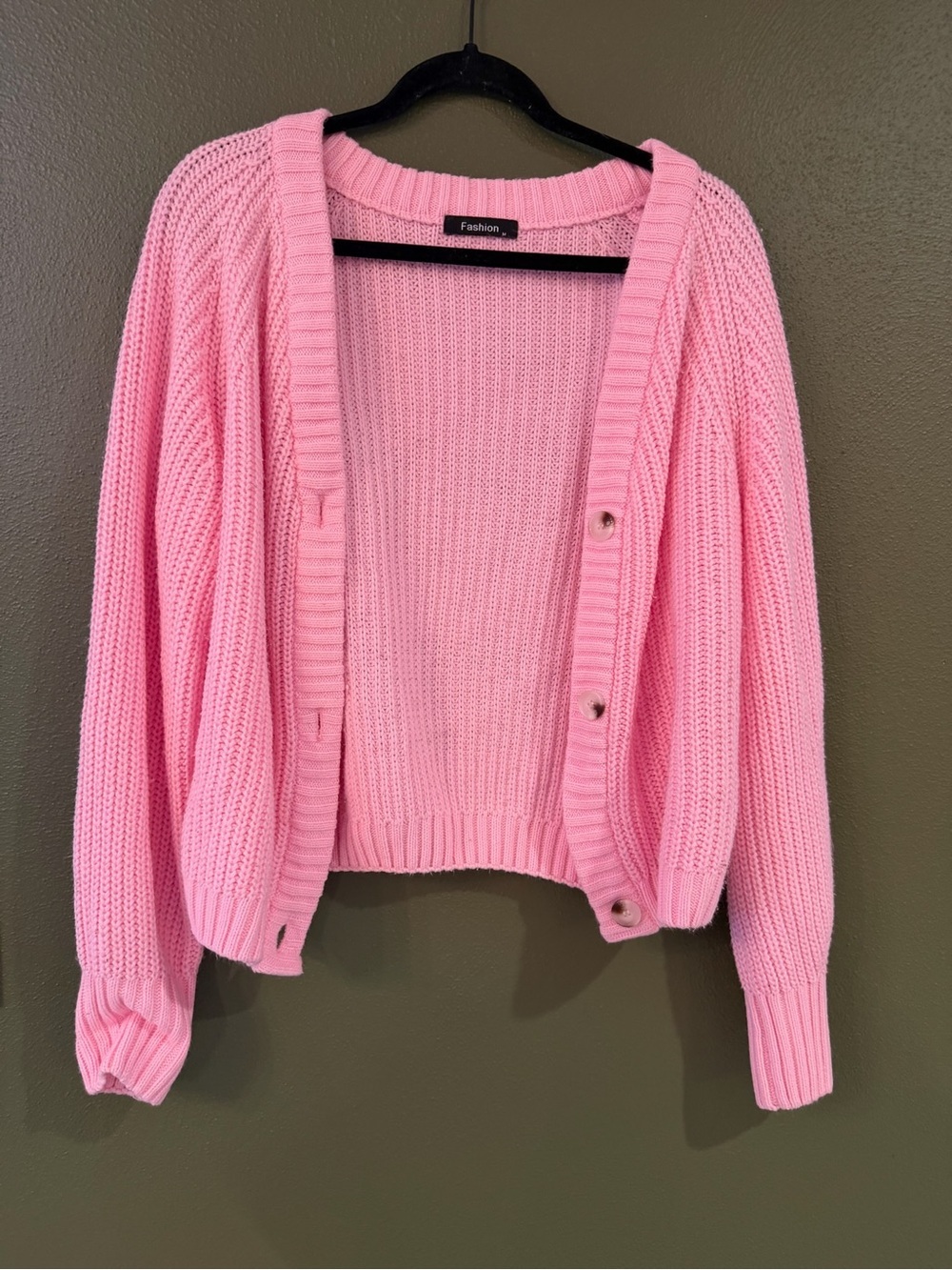 Pink Chunky Knit Button-Front Women's Cardigan